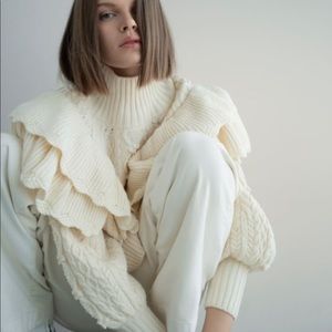 Zara bloggers favourite ecru ruffle sweater